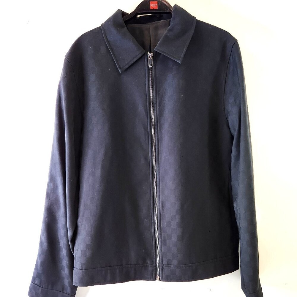 Simons Le31 Mens Black Checkered Zip Up Jacket Size 38R/R